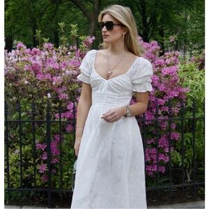 Hill House Ophelia White Eyelet Midi Dress